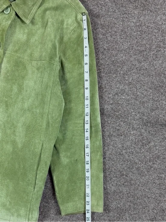 Vintage St. John’s Bay Green Suede Button Front Jacket Women’s Large Lightweight - Picture 12 of 15
